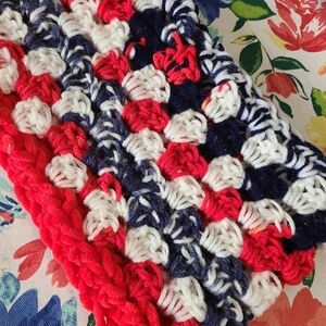 Red, White, and Blue Crochet Cowl Infinity Scarf HANDMADE TO ORDER